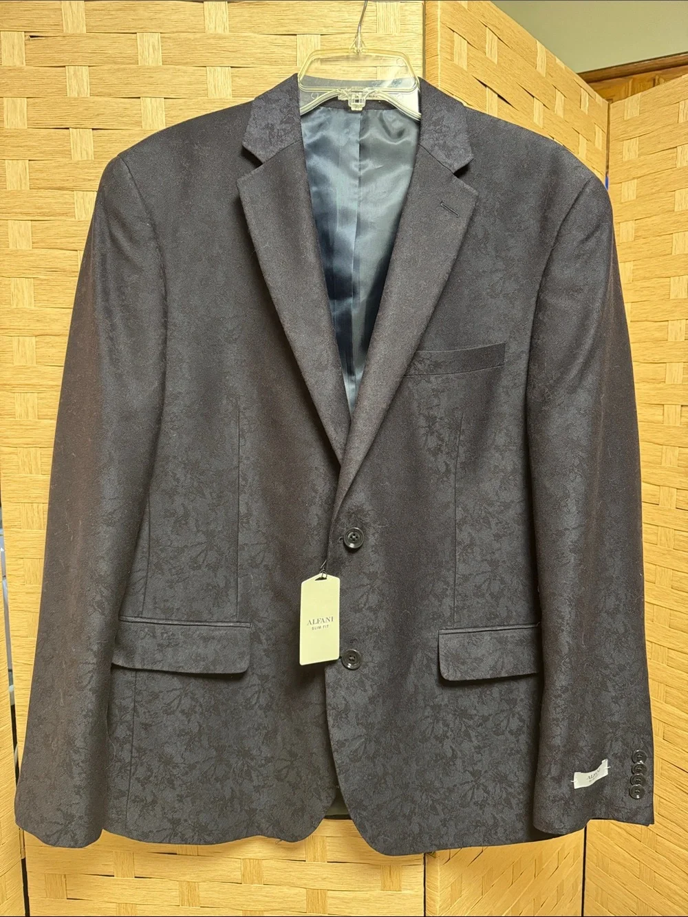 ALFANI NWT 42R slim fit Navy paisley GORGEOUS Suit Jacket